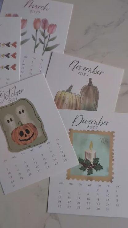 2027 Calendar | Desktop | Watercolor Design