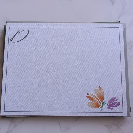 Monogram Card  | Watercolor | Lined Envelope