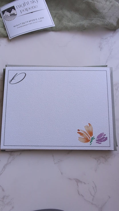 Monogram Card  | Watercolor | Lined Envelope