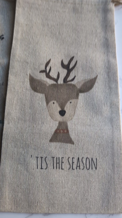 Wine Bag | Holiday Collection | Watercolor design | Linen