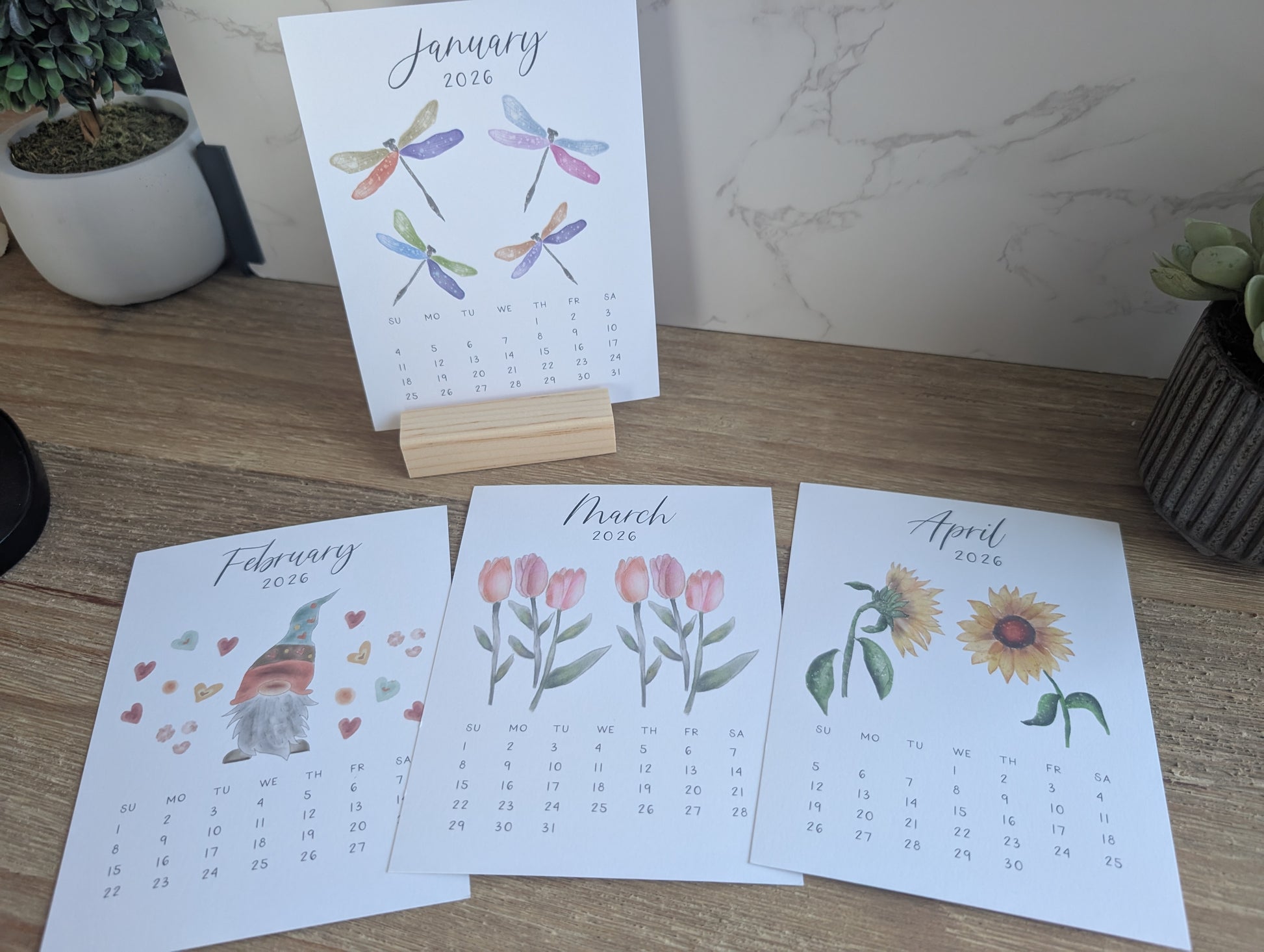 2026 Calendar | Desktop | Watercolor Design
