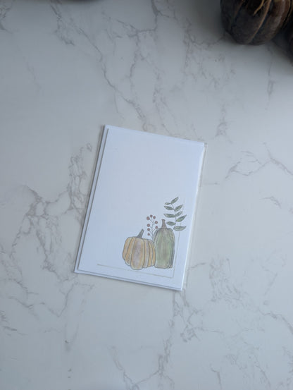 Fall Greeting Card, Thanksgiving Watercolor Card, Autumn Greeting Card