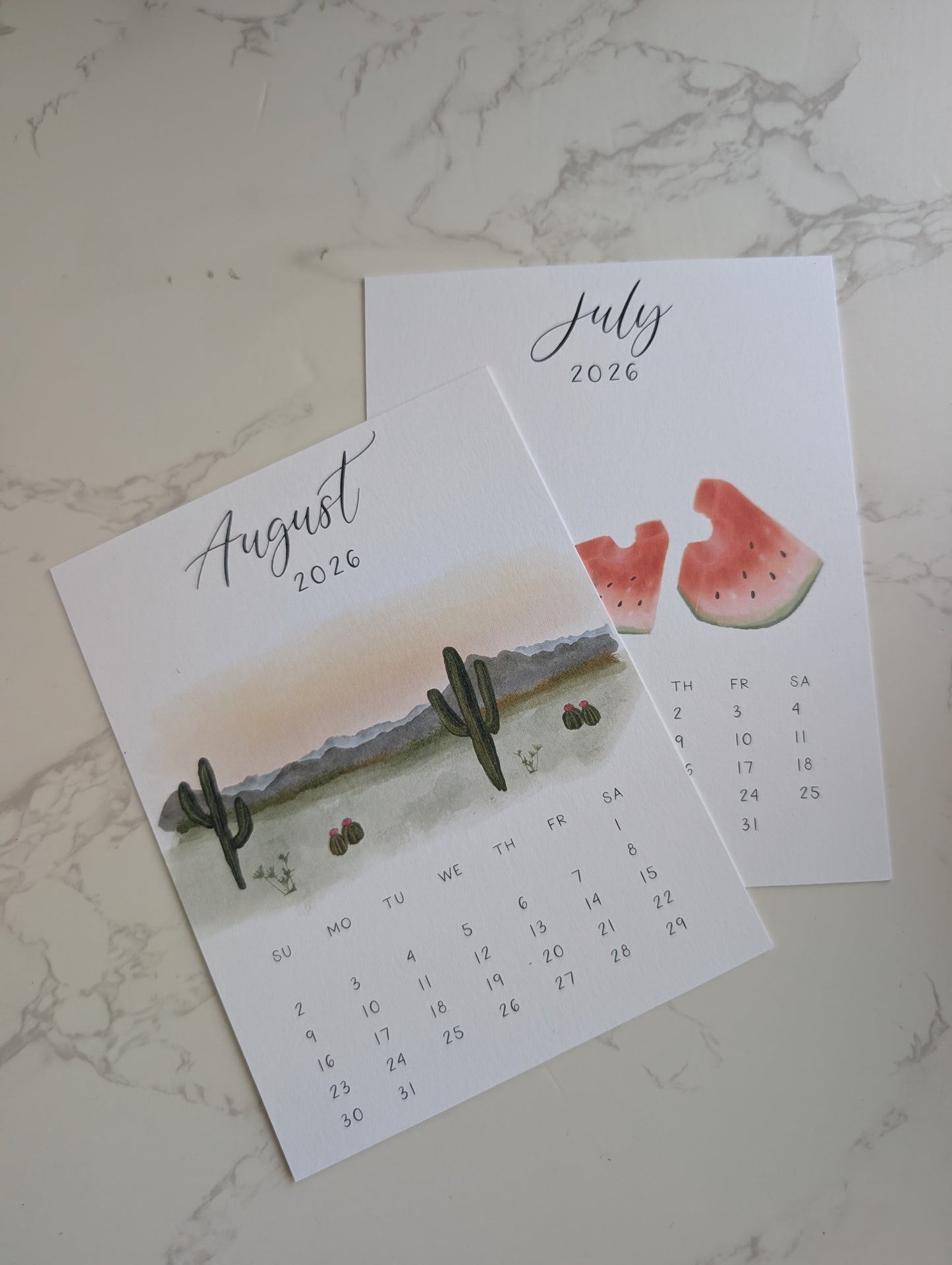 2026 Calendar | Jun-Dec | Desktop | Watercolor Design