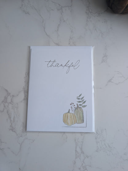 Fall Greeting Card, Thanksgiving Watercolor Card, Autumn Greeting Card