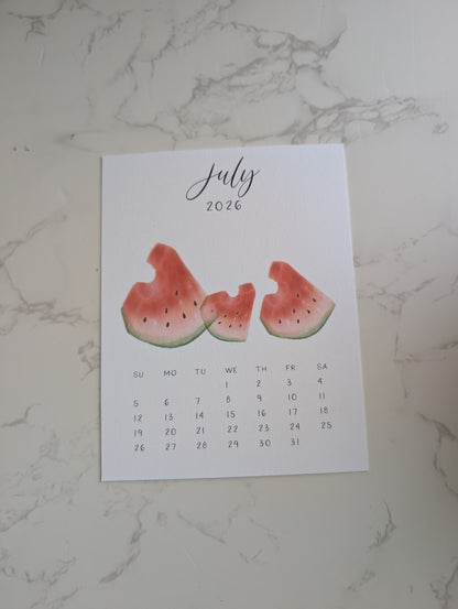 2026 Calendar | Jun-Dec | Desktop | Watercolor Design