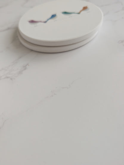 Coaster | Ceramic | Round | 2ct. | Watercolor