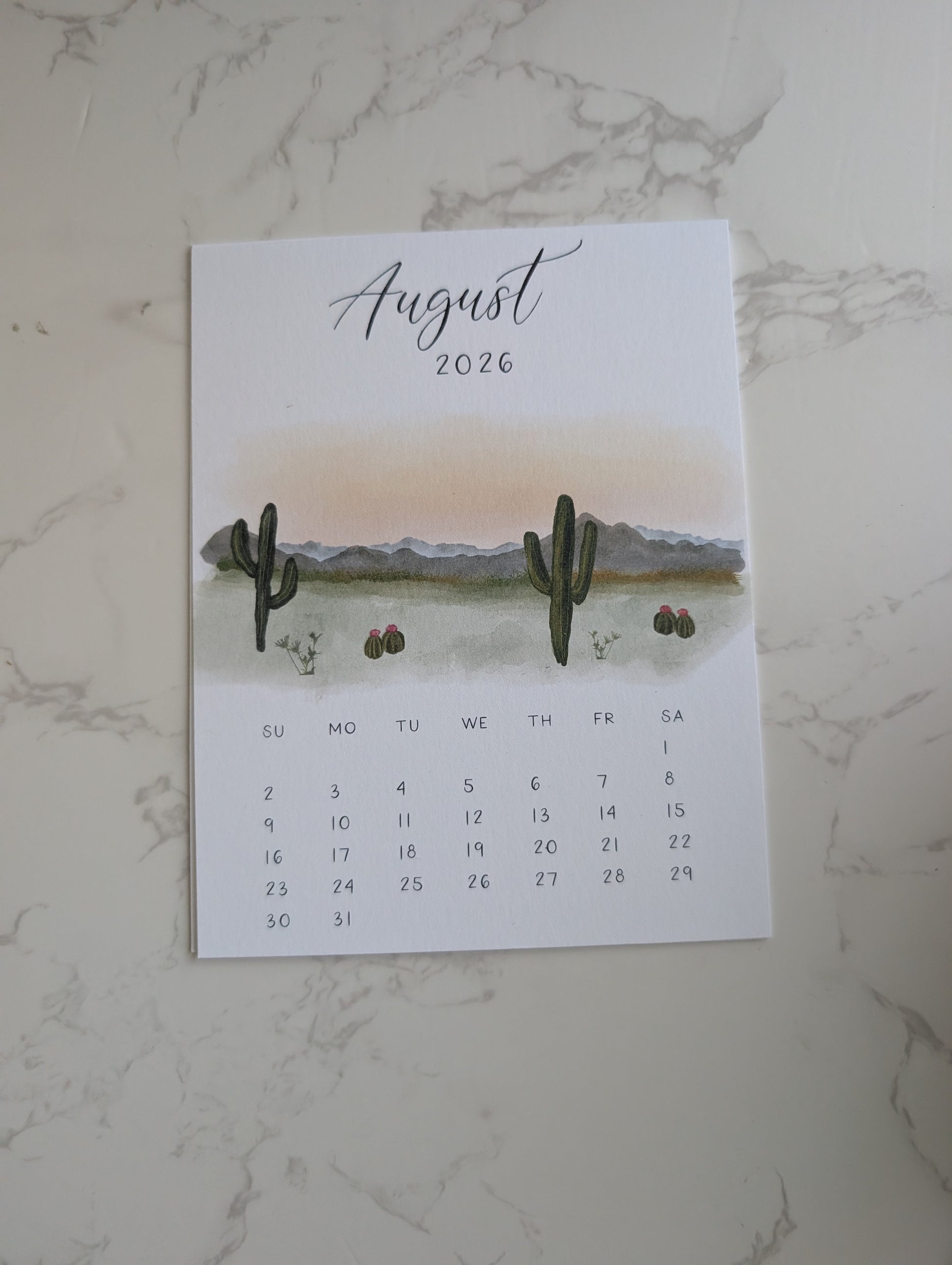 2026 Calendar | Jun-Dec | Desktop | Watercolor Design