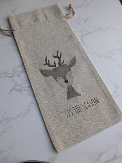 Wine Bag | Holiday Collection | Watercolor design | Linen