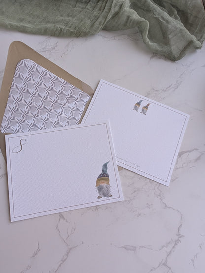 Set of greeting cards with illustrations on a marble surface