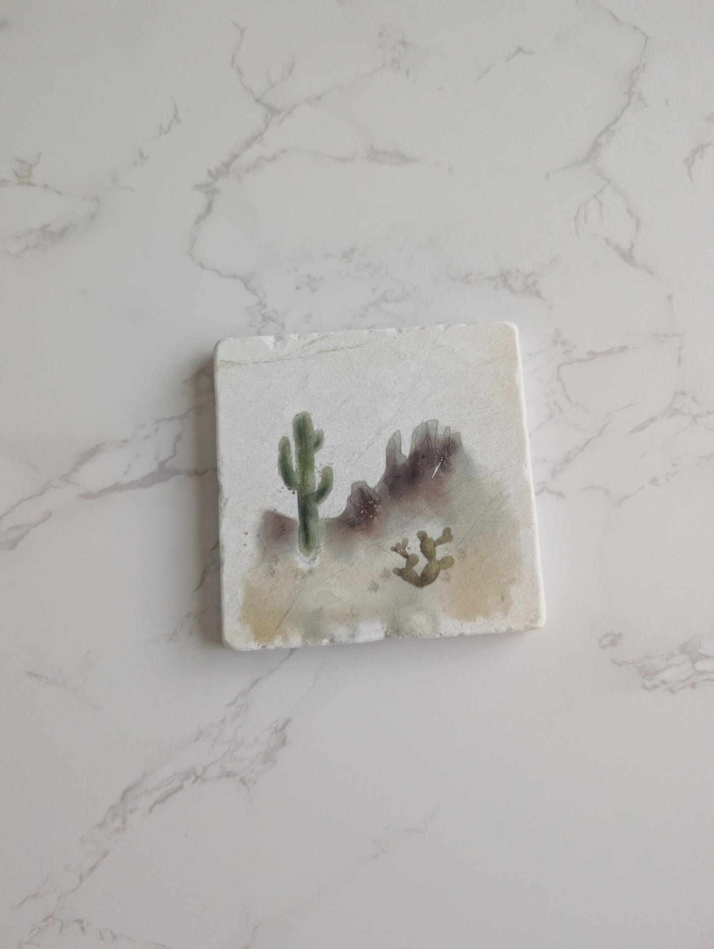 Trivet | Marble | Travertine | Square | 4 inch | One Qty