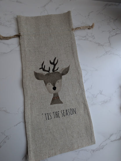Wine Bag | Holiday Collection | Watercolor design | Linen