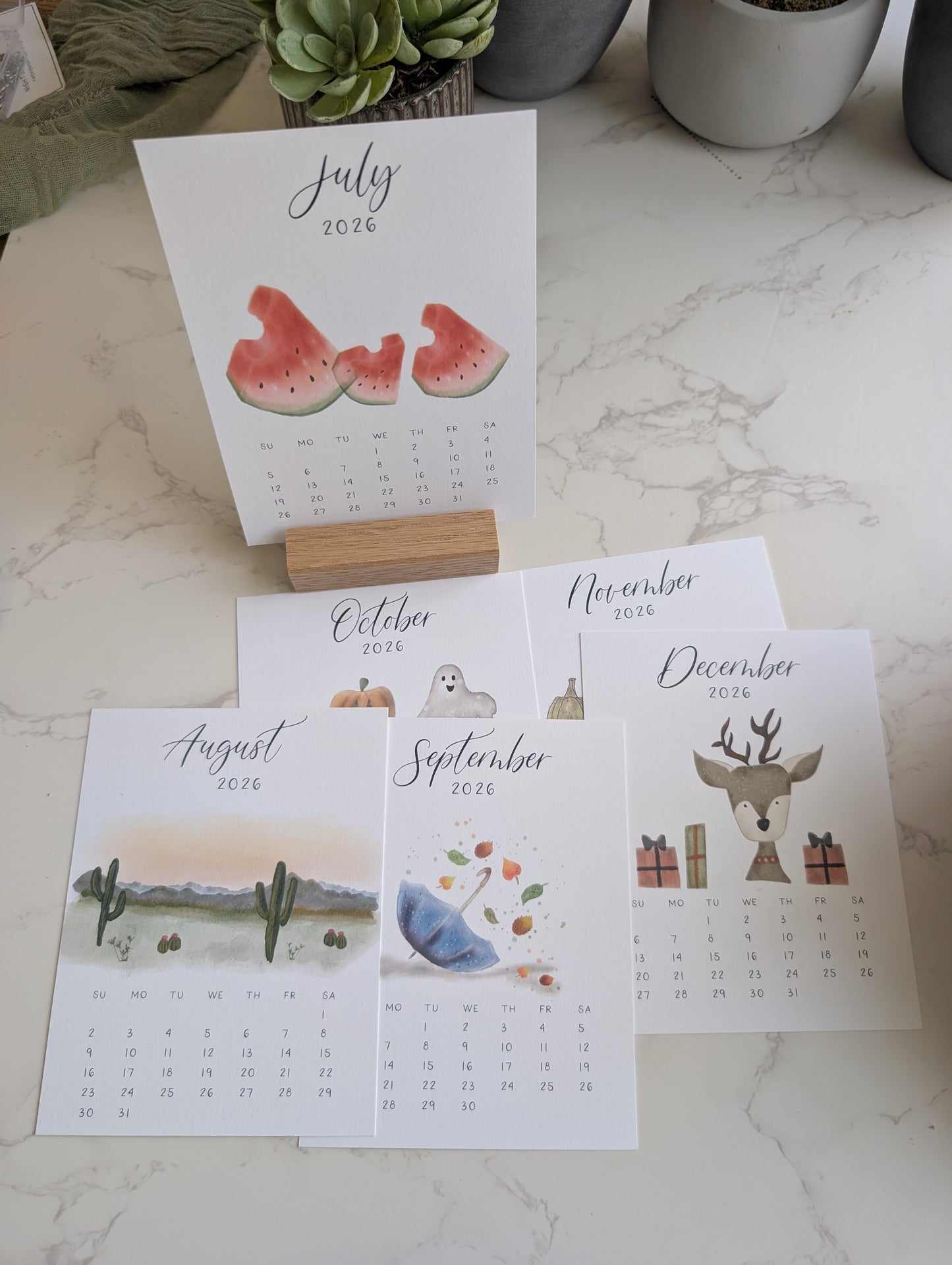 2026 Calendar | Jun-Dec | Desktop | Watercolor Design