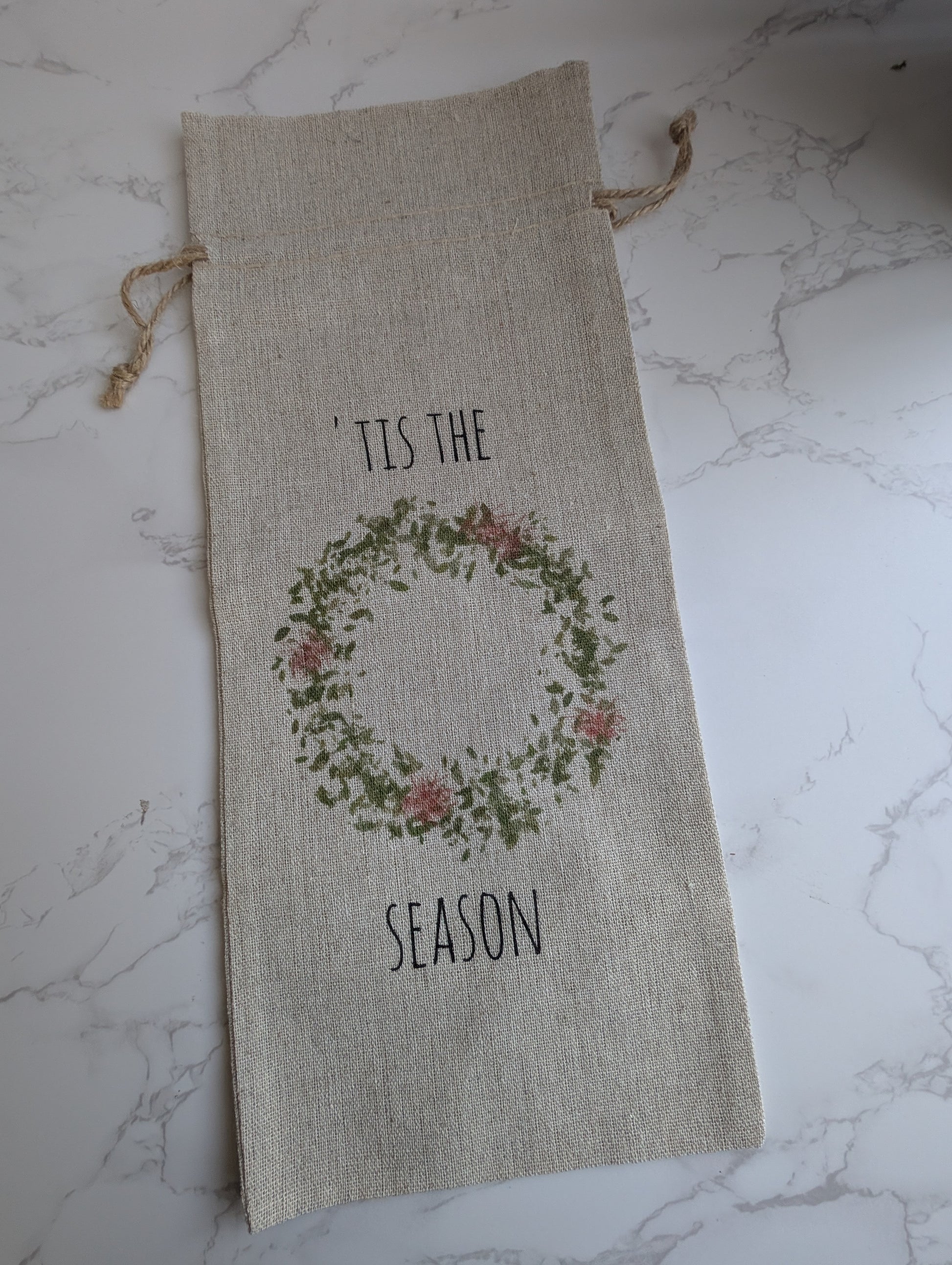 Wine Bag | Holiday Collection | Watercolor design | Linen