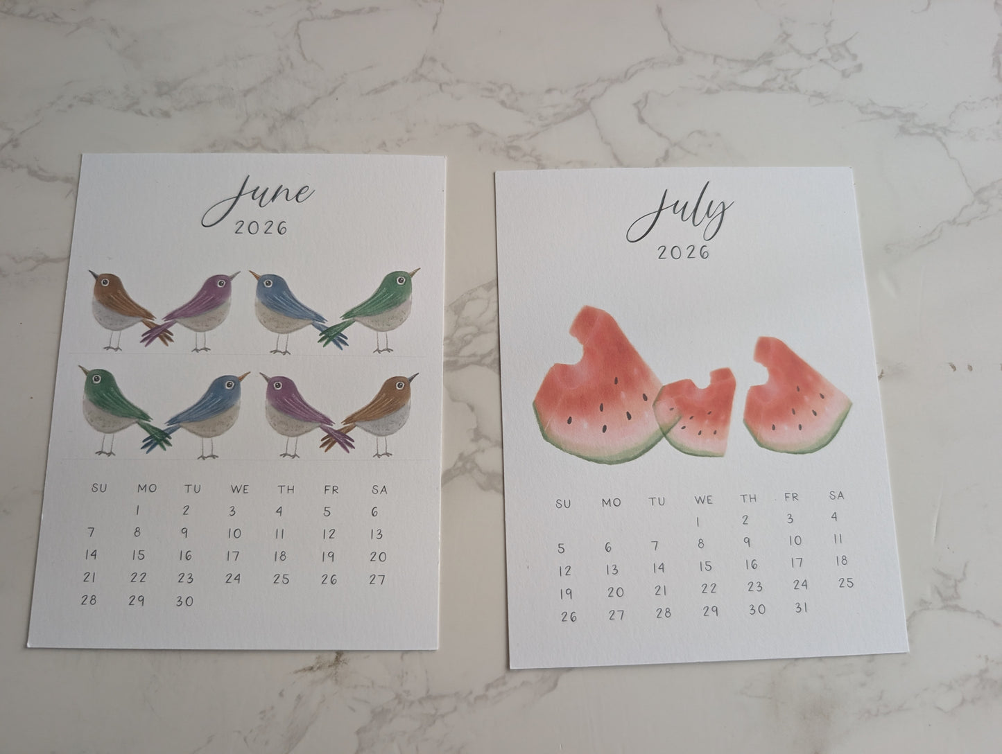 2026 Calendar | Jun-Dec | Desktop | Watercolor Design