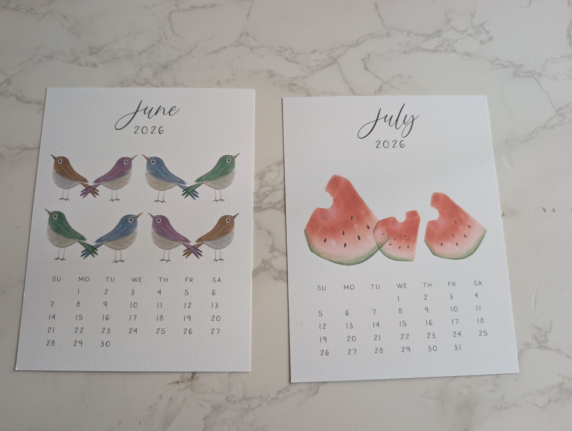 2026 Calendar | Jun-Dec | Desktop | Watercolor Design