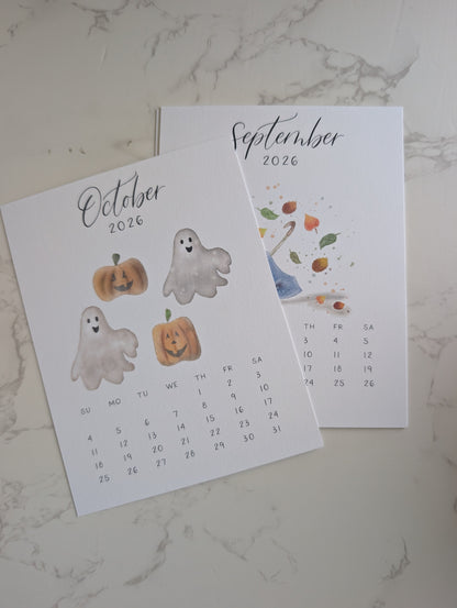 2026 Calendar | Jun-Dec | Desktop | Watercolor Design