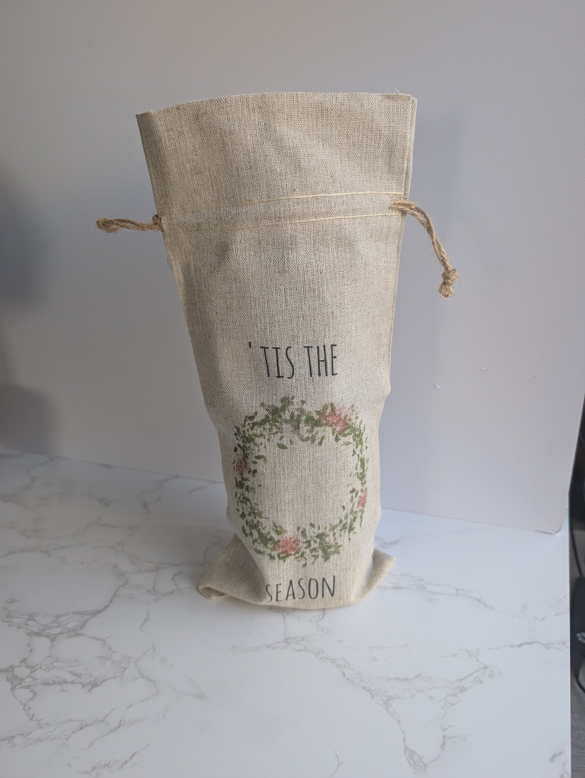 Wine Bag | Holiday Collection | Watercolor design | Linen