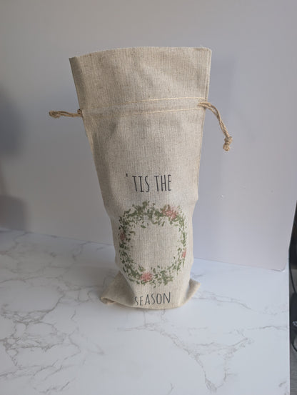 Wine Bag | Holiday Collection | Watercolor design | Linen