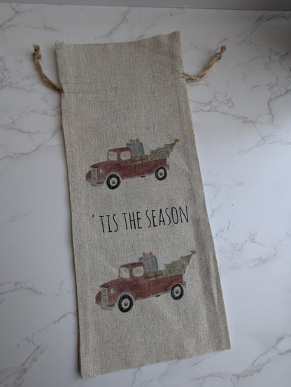 Wine Bag | Holiday Collection | Watercolor design | Linen