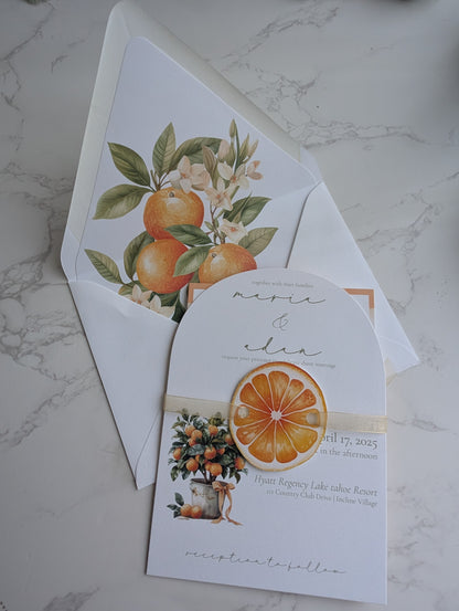 Orange Citrus Wedding Invitation Suite |  7 pc. suite | Semi-Custom