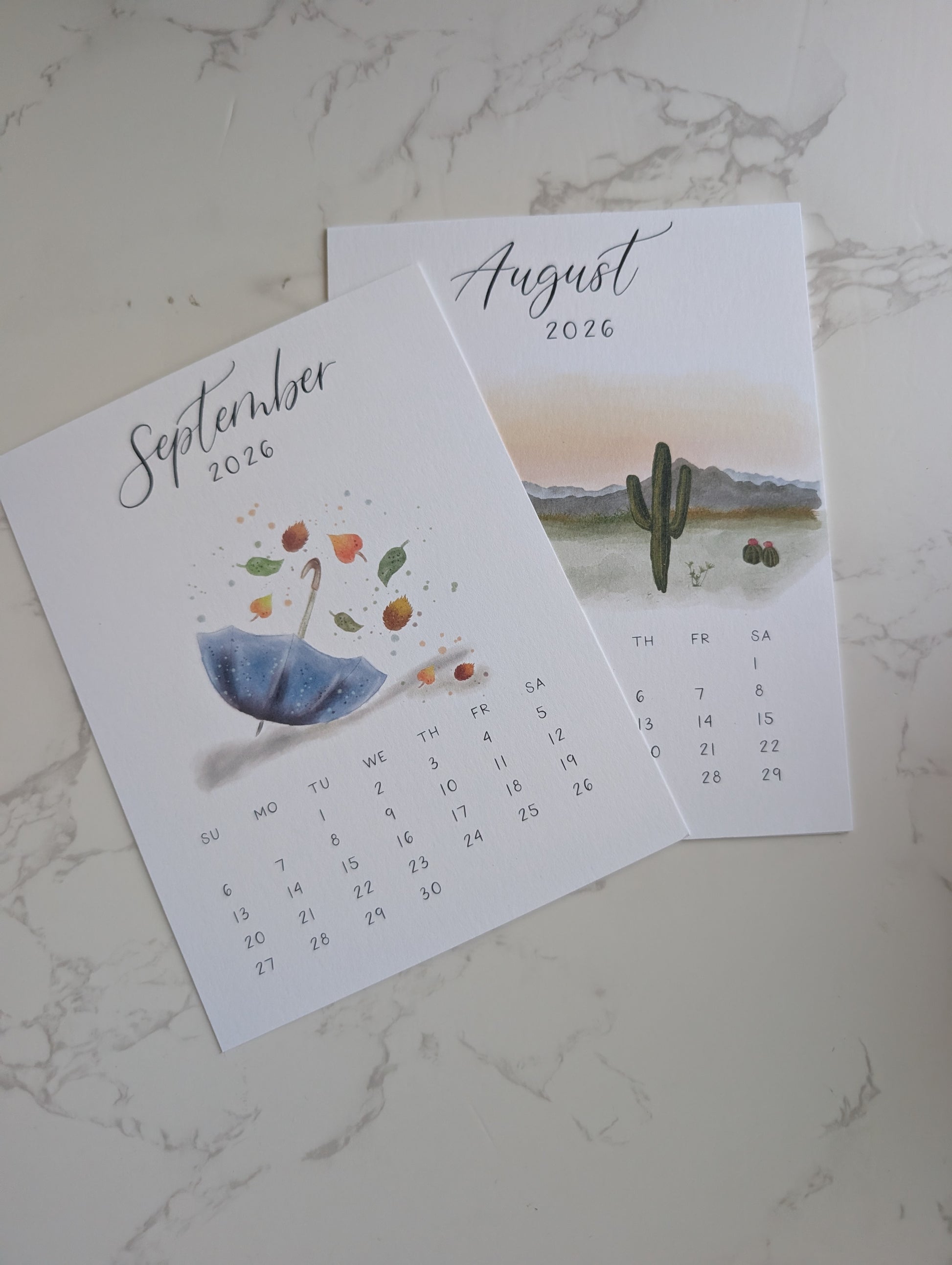 2026 Calendar | Jun-Dec | Desktop | Watercolor Design