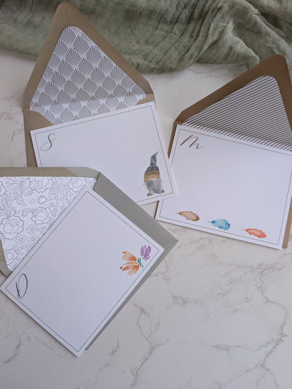 Monogram Card  | Watercolor | Lined Envelope