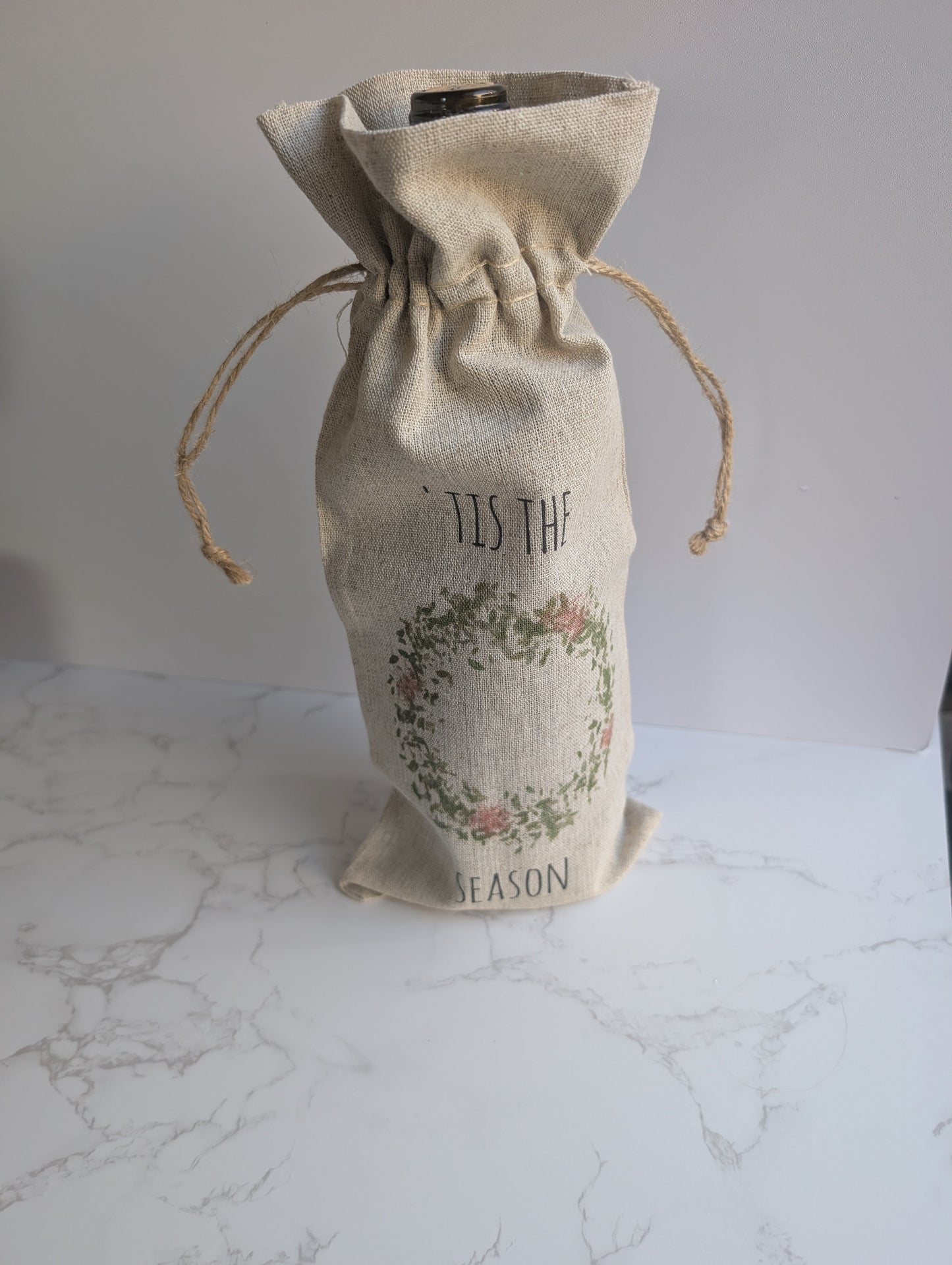 Wine Bag | Holiday Collection | Watercolor design | Linen