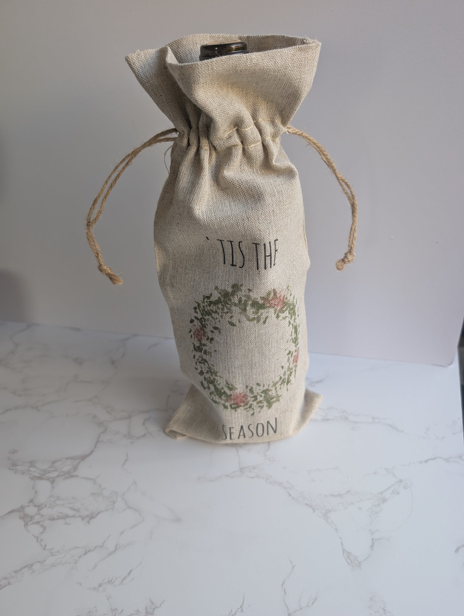 Wine Bag | Holiday Collection | Watercolor design | Linen