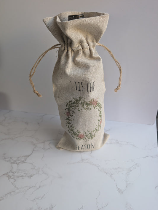 Wine Bag | Holiday Collection | Watercolor design | Linen
