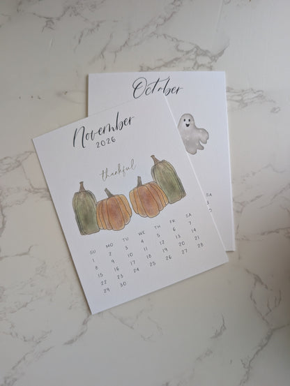 2026 Calendar | Jun-Dec | Desktop | Watercolor Design
