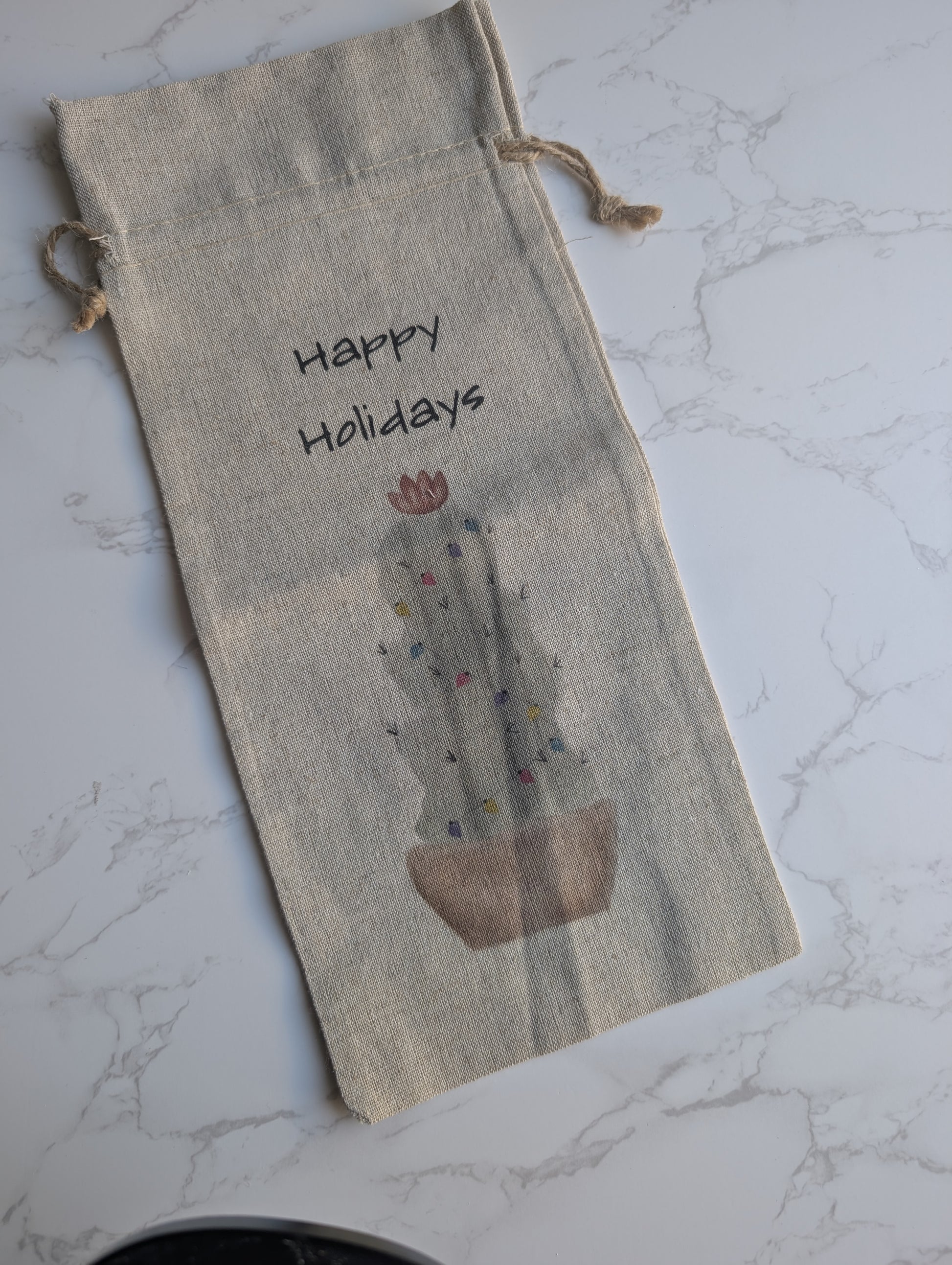 Wine Bag | Holiday Collection | Watercolor design | Linen