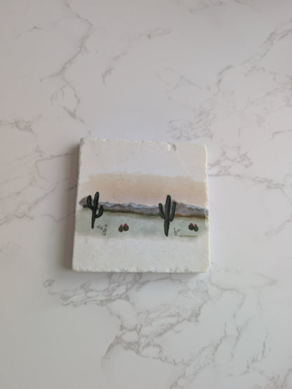 Trivet | Marble | Travertine | Square | 4 inch | One Qty