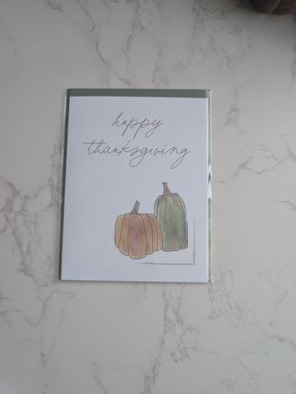 Fall Greeting Card, Thanksgiving Watercolor Card, Autumn Greeting Card