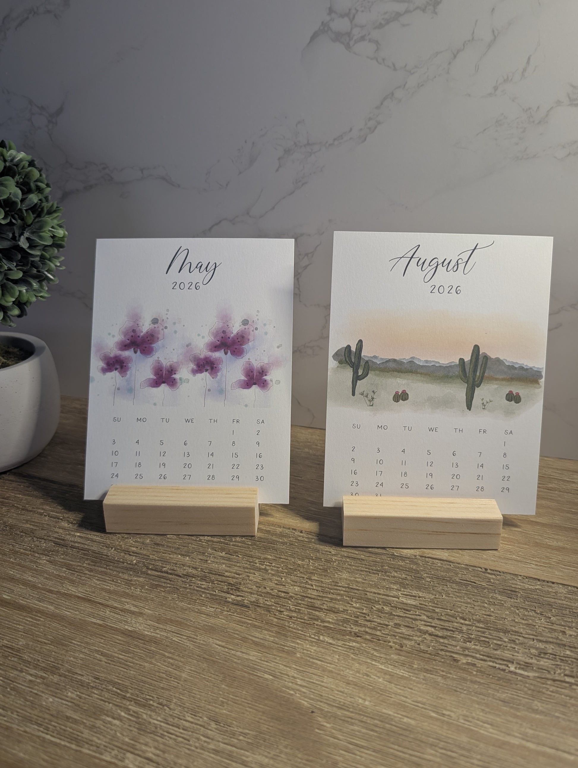 2026 Calendar | Desktop | Watercolor Design