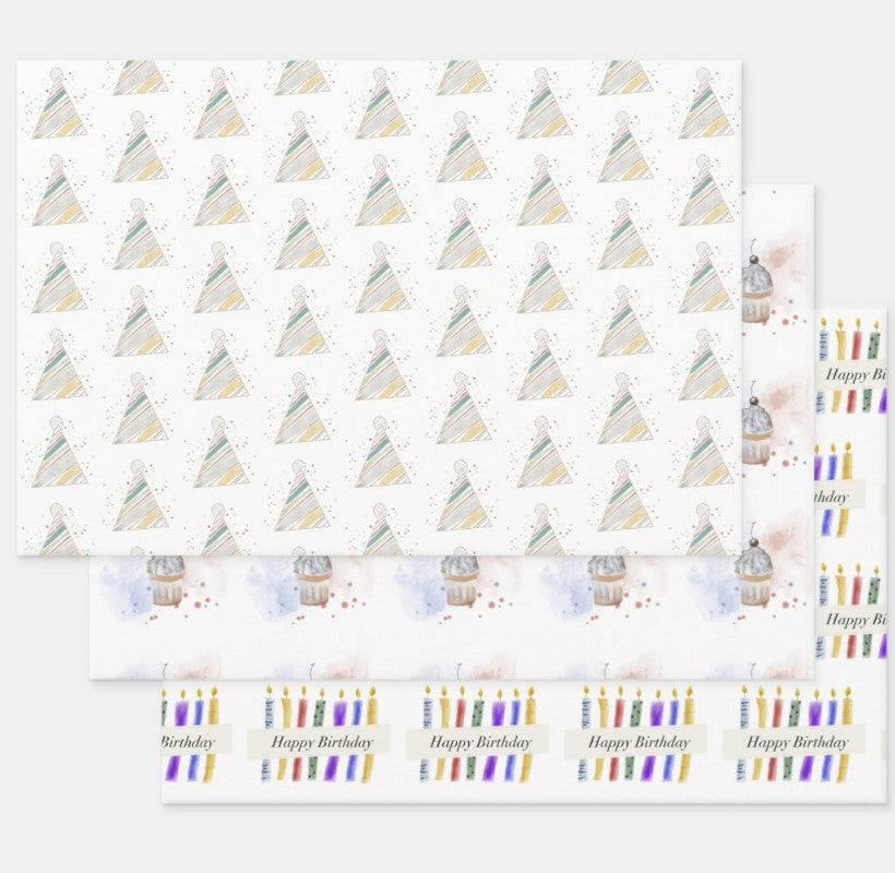 Gift Wrapping Paper, Presents, Set of 3 sheets