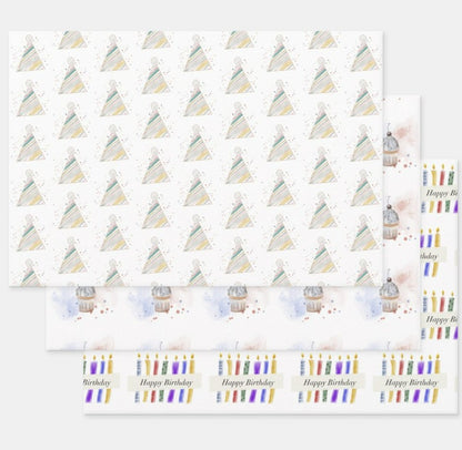 Gift Wrapping Paper, Presents, Set of 3 sheets
